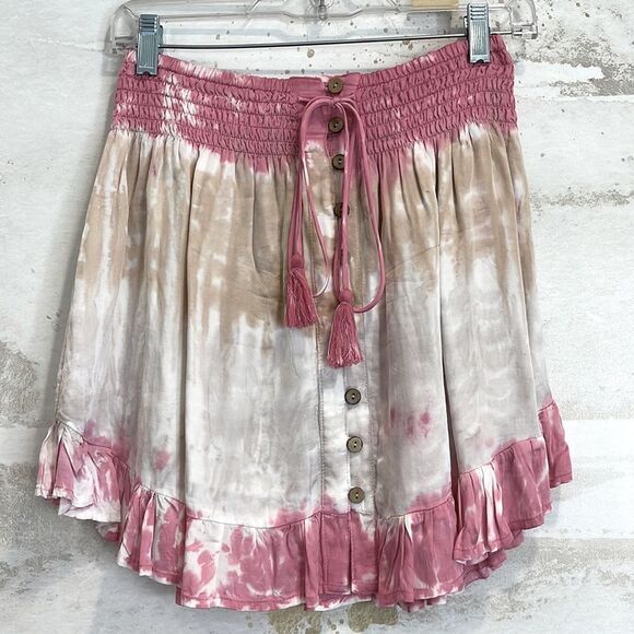 Olivaceous Tye-Dye Buttondown skirt - Picture 1 of 7